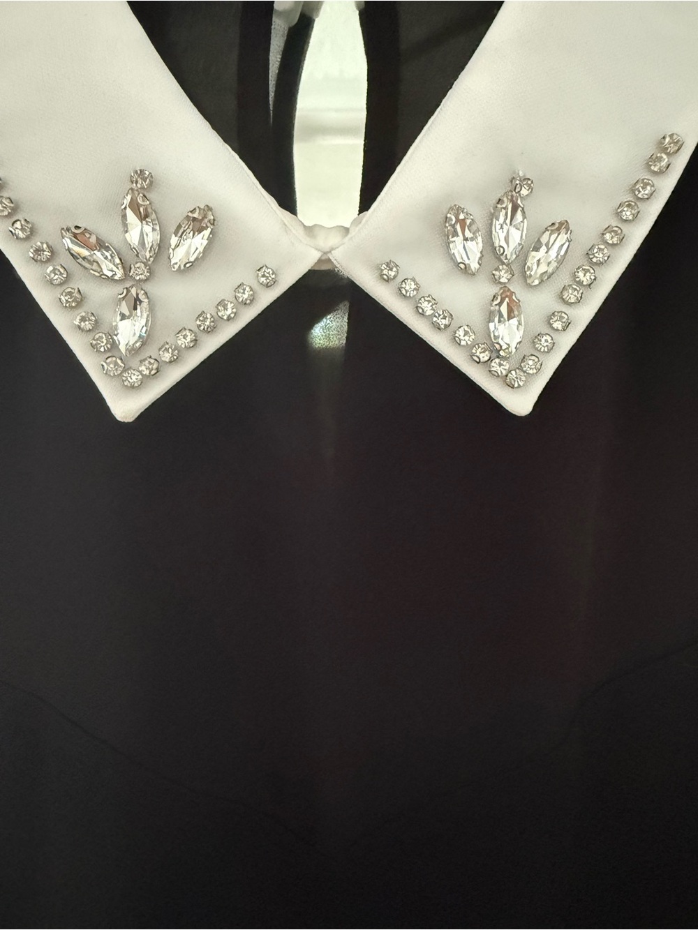 Faith and Joy Black Blouse with White Embellished Collar - Picture 3 of 7